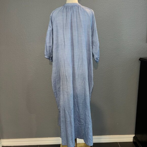 AMERICAN HOLIC Japanese Lagenlook Cottagecore Coastal Chambray Shirt Dress EUC M - Picture 7 of 13